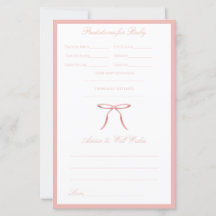 Roze Lint Baby Shower Advies & Voorspellingen Spel