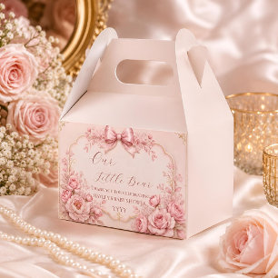 Roze lint baby shower cadeau doos Coquette bloem Bedankdoosjes