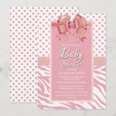 Roze Lint Baby Shower Kaart (Voorkant / Achterkant)