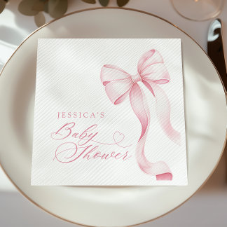 Roze lint Baby shower Papieren servetten