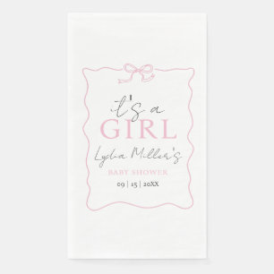 Roze lint baby shower uitnodiging, Meisje baby sho Servet