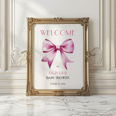 Roze lint baby shower welkom poster