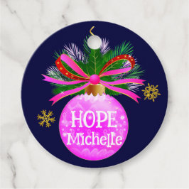 Roze lint Bauble Bedankjes Labels