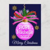 Roze lint Bauble Briefkaart (Voorkant)