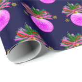 Roze lint Bauble Cadeaupapier (Rol Hoek)