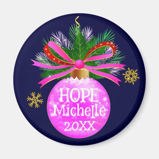 Roze lint Bauble Magneet (Voorkant)