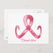 Roze lint bedankt briefkaart (Voorkant / Achterkant)