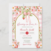 Roze Lint Bes verliefd aardbei Bruiloft Feest  Kaart (Voorkant)