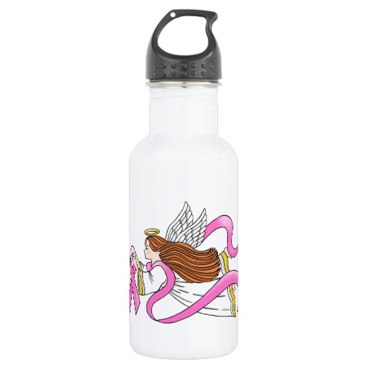 Roze lint Bewustzijnsengel Waterfles (Voorkant)