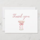 Roze lint bloemblaadjes & Prosecco Blush Bruidsfee Bedankkaart (Voorkant)