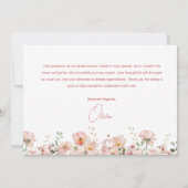Roze lint bloemblaadjes & Prosecco Blush Bruidsfee Bedankkaart (Achterkant)