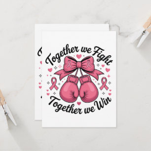Roze lint boks handschoenen borstkanker bewustzijn kaart