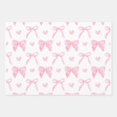 Roze lint & boog inpakpapier Flat Sheet Vel (Voorkant 3)