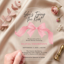 Roze lint boog Ze knoopt de knoop Bruids douche