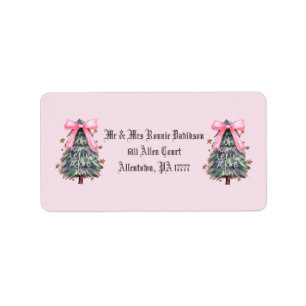 Roze Lint Boom Retouradreslabels Etiket
