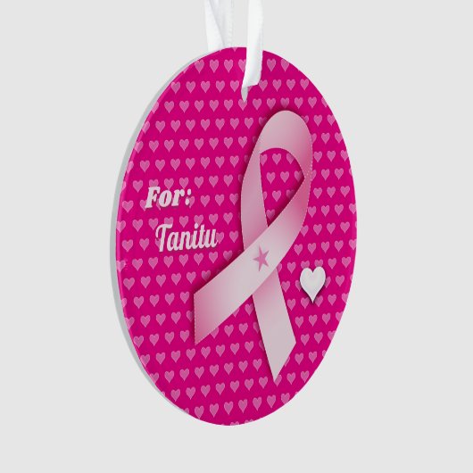 Roze lint Borstkanker Bewustzijn Personaliseren Ornament (voorkant)