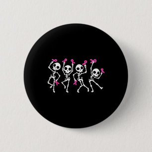 Roze lint borstkanker bewustzijn skelet ronde button 5,7 cm