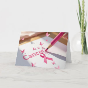 Roze lint borstkanker bewustzijn tekst kaart