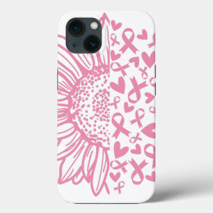 Roze Lint Borstkanker Bewustzijn Zonnebloem iPhone 13 Hoesje