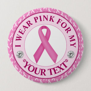 Roze Lint Borstkanker Bewustzijnsontwerp Ronde Button 4,0 Cm