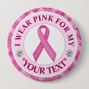 Roze Lint Borstkanker Bewustzijnsontwerp Ronde Button 4,0 Cm