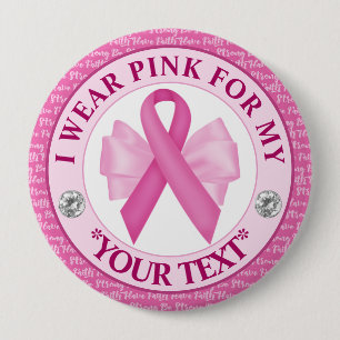 Roze Lint Borstkanker Bewustzijnsontwerp Ronde Button 4,0 Cm