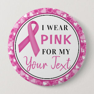 Roze Lint Borstkanker Bewustzijnsontwerp Ronde Button 4,0 Cm