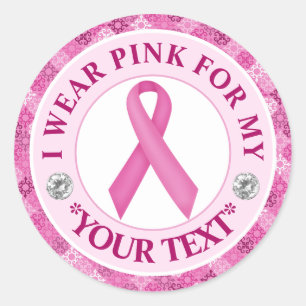 Roze Lint Borstkanker Bewustzijnsontwerp Ronde Sticker