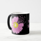 Roze lint borstkanker Daisy Magische Mok (Voorkant links)