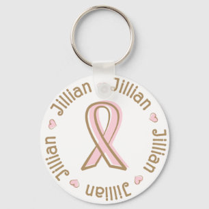 Roze lint borstkanker naam Jillian Sleutelhanger