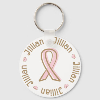 Roze lint borstkanker naam Jillian Sleutelhanger