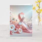 Roze lint borstkanker ondersteuning kaart (Gele Bloem)