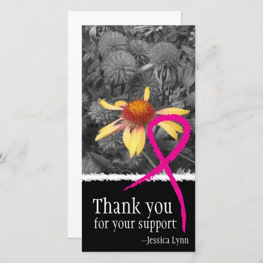 Roze Lint Borstkanker Steun Fotocard Bedankkaart (Voorkant / Achterkant)
