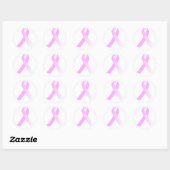 Roze lint borstkankerwaarschuwing ronde sticker (Vel)