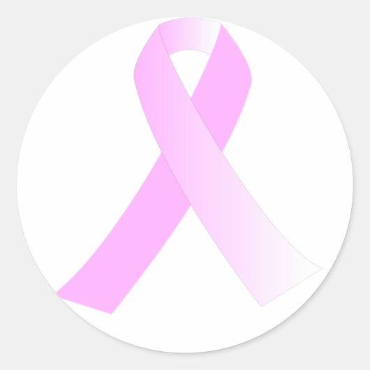 Roze lint borstkankerwaarschuwing ronde sticker (Voorkant)