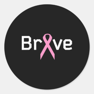 Roze Lint Brave Worlds Kanker Overlevende Onderste Ronde Sticker