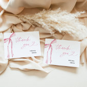 Roze Lint Bruidsfeest Bedankkaart