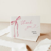 Roze Lint Bruidsfeest Dankkaart Bedankkaart