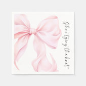 Roze Lint Bruiloft Bruidsfeest Papieren Servet (Voorkant)