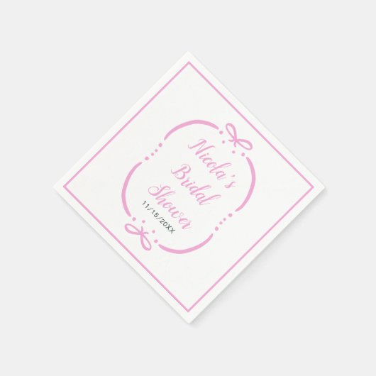 Roze lint bruiloft feest servet (Hoek)