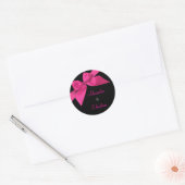 Roze Lint Bruiloft Uitnodiging Aankondiging RSVP Ronde Sticker (Envelop)