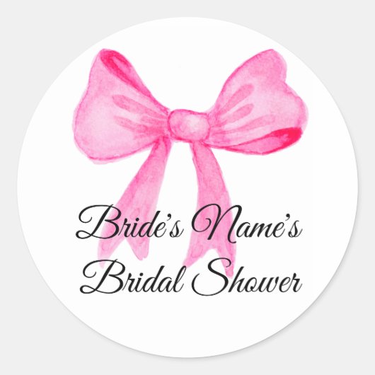 Roze lint bruiloft uitnodiging ronde sticker (Voorkant)