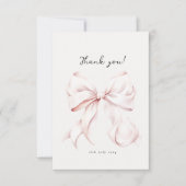 Roze Lint Bruiloftsfeest Bedankkaart (Voorkant)