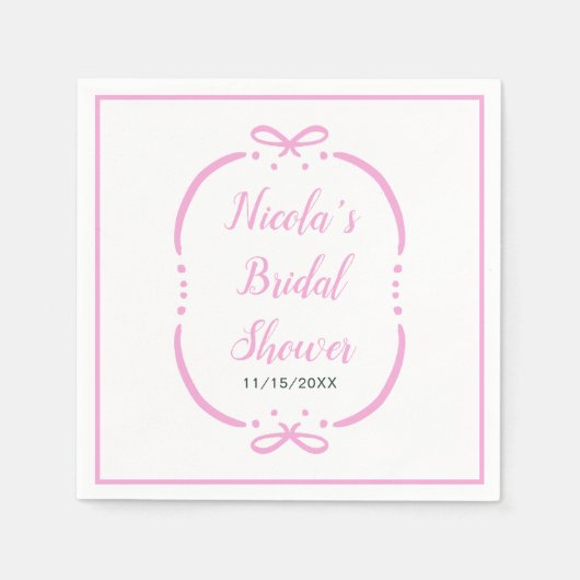 Roze lint bruiloftsfeest servet (Voorkant)