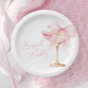 Roze Lint Brunch en Bruisende Bruiloftsbordjes Papieren Bordje