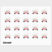Roze lint bug ronde sticker (Vel)