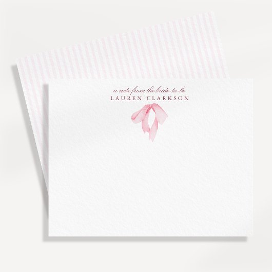 Roze Lint Coquette Bruid Notitiekaart Kaart