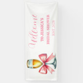 Roze lint Coquette Prosecco Bruidsfeest Spandoek (Verticaal)