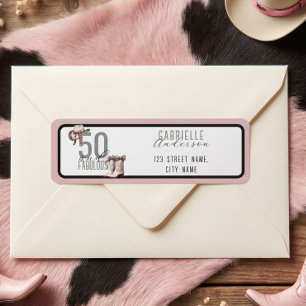 Roze Lint Cowgirl Westerse 50 en Fabulous Verjaard Etiket