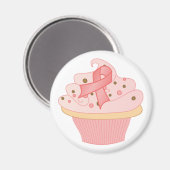 Roze Lint Cupcake Magneet (Voorkant / Achterkant)